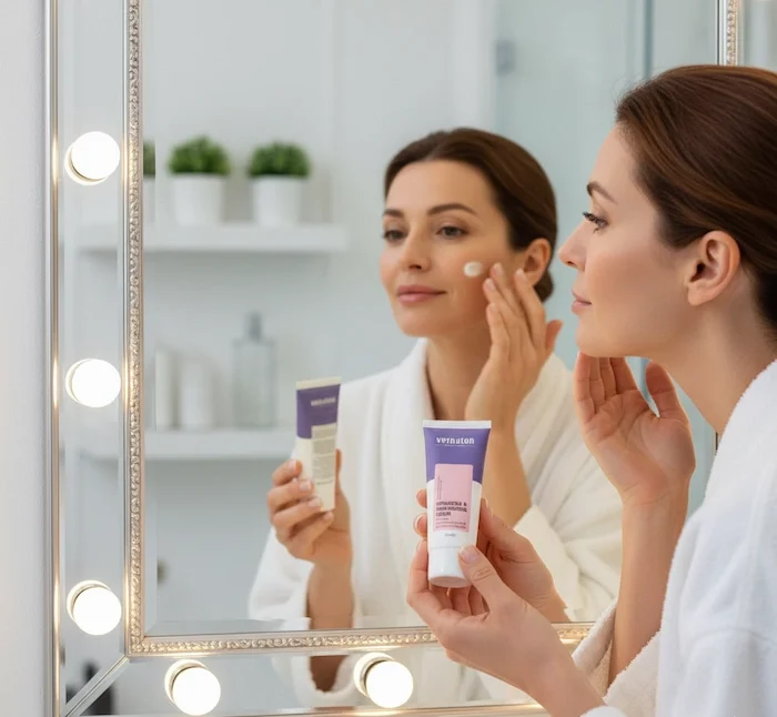 استفاده از آبرسان پوست خشک ورناتن توسط خانم میانسال 6546461